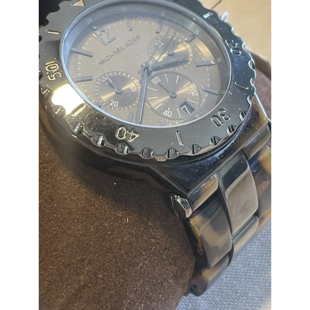 Michael Kors Bel Aire MK5401 Watch for Women Tortoise Shell Band Charcoal Face